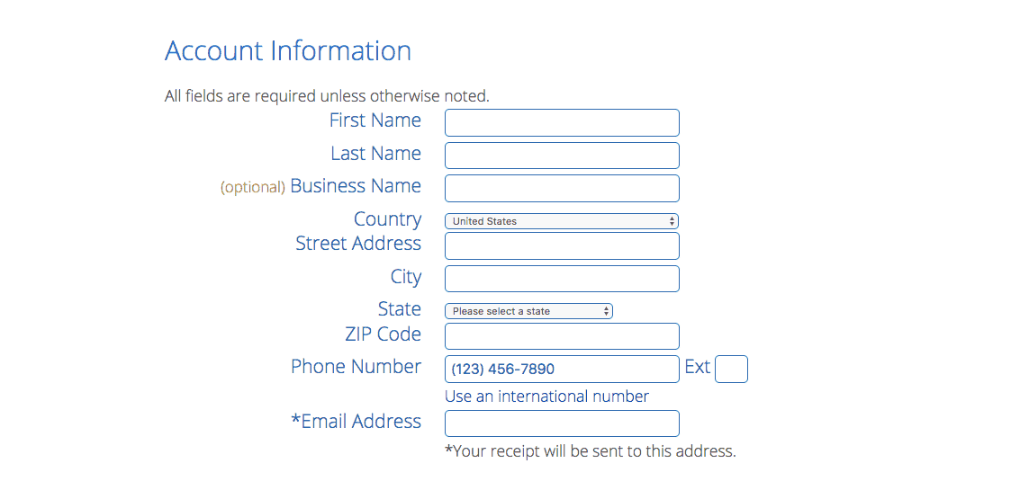 Bluehost Account Info