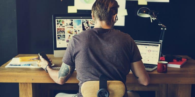 Man Busy Photographer Editing Home Office Concept