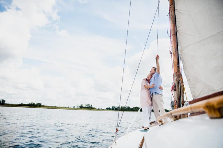 Retired marriage sailing on the lake.
